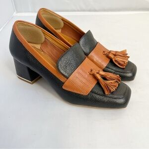Franco Sarto block heels two tone with tassel size 6